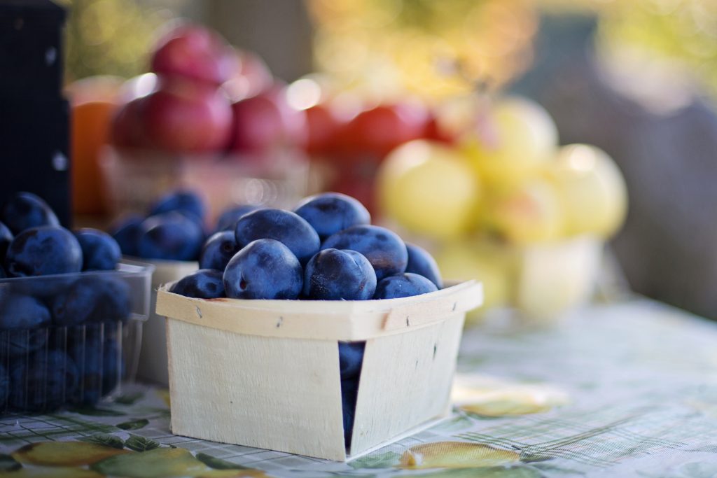 blueberries, plums and grapes