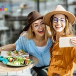 Two young ladies socializing