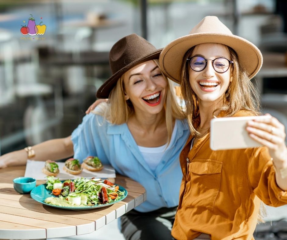 Two young ladies socializing